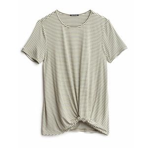 Pink Clover Olive Green & White Striped T-Shirt